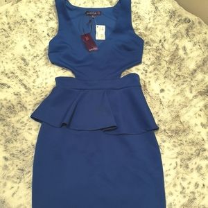 Kherisa Royal Blue Peplum Cutout Dress
